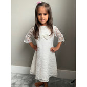 Sarah Louise Girls Ivory Lace A Line Dress